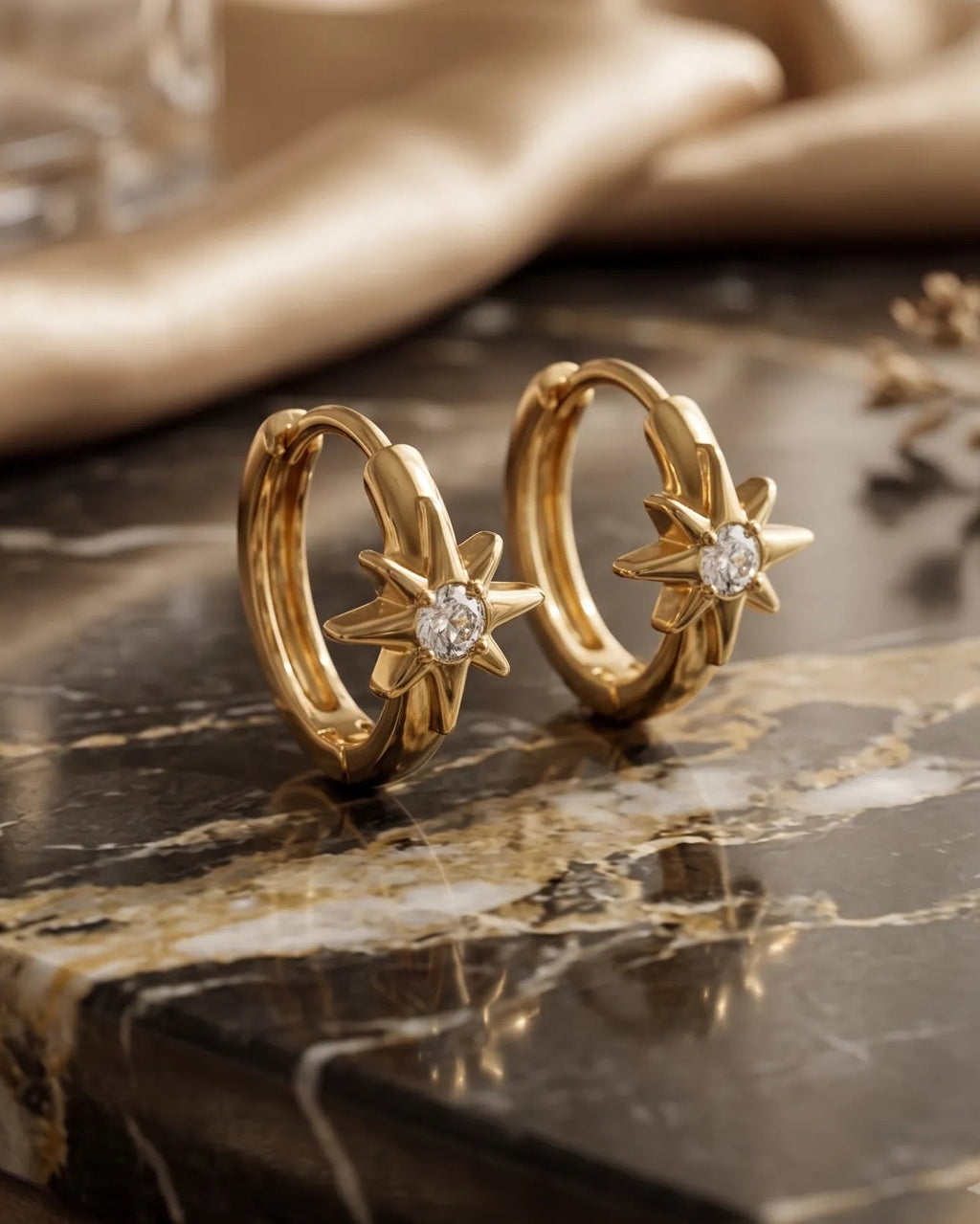18K Gold Plated Geometric Star Stud Earrings