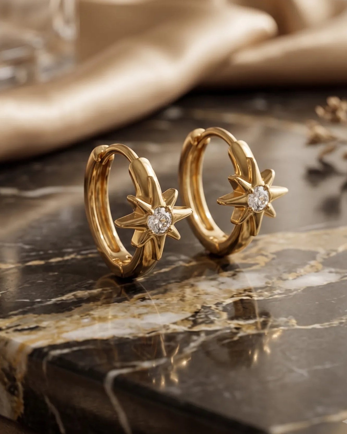 18K Gold Plated Geometric Star Stud Earrings