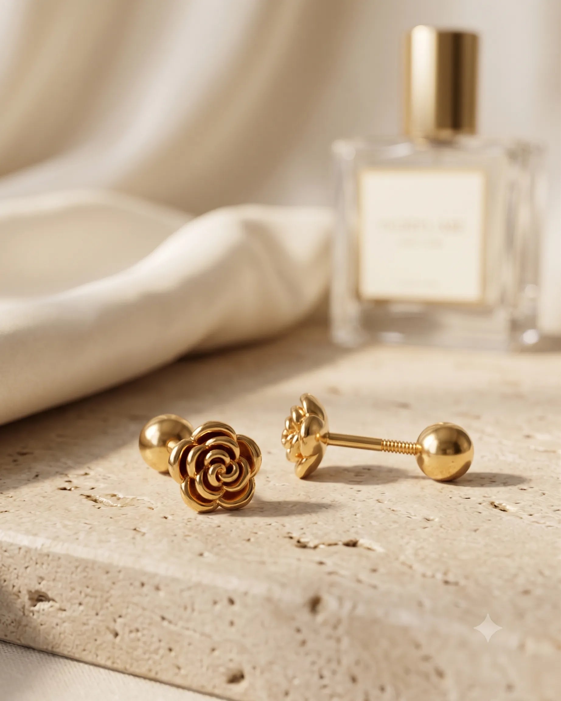 18K Gold Plated  3D Flower Earrings