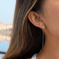 Heart tassel ear-line earrings in 18K gold plated finish on 316 stainless steel