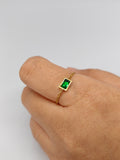 Linea Gem Chain Ring – Adjustable Baguette Stone Chain Ring in 18K Gold Plated Stainless Steel