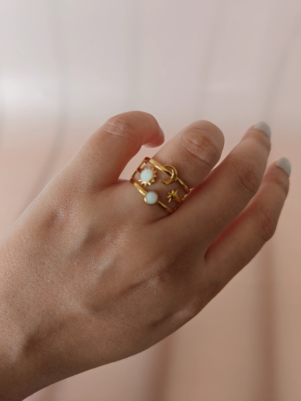 Celestial Gold Open Ring – 18K Gold Plated Stainless Steel Ring for Women & Men