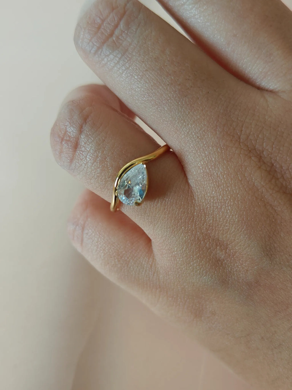 18K Gold Plated Trillion-Cut Zircon Ring
