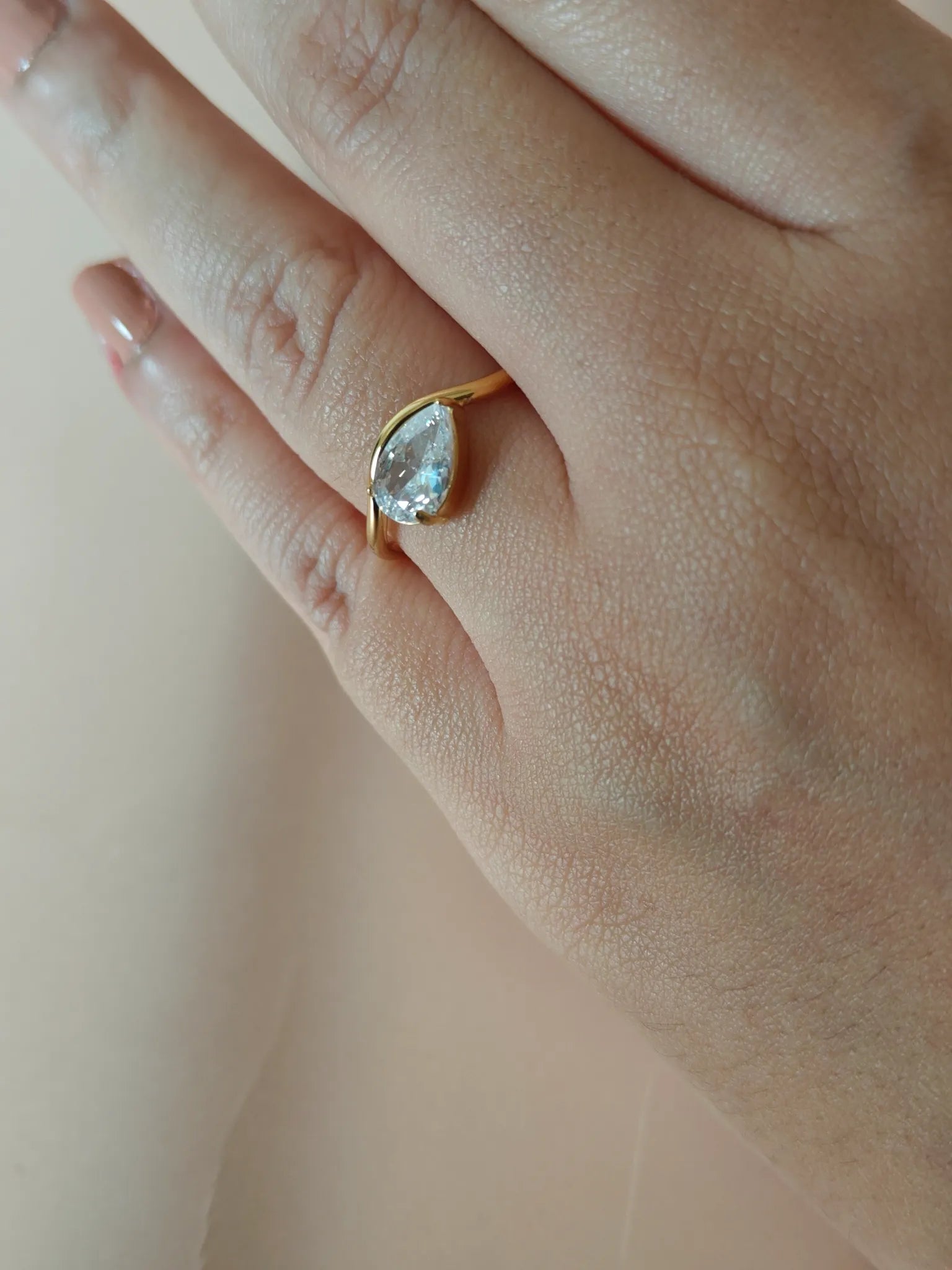 18K Gold Plated Trillion-Cut Zircon Ring