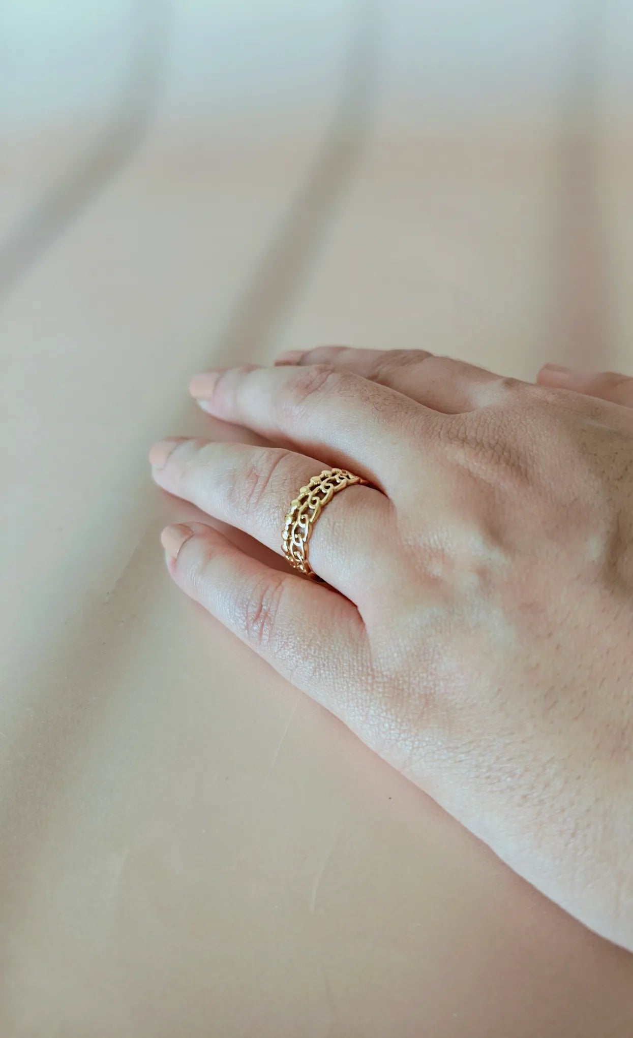 Geometric Stripe 18K Gold Plated Stainless Steel Open Ring