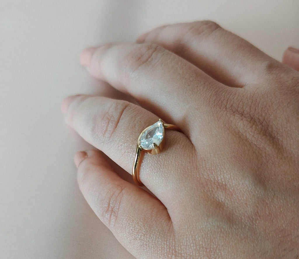 18K Gold Plated Trillion-Cut Zircon Ring
