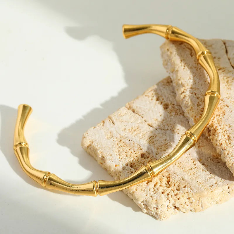 18K Gold Plated Geometric Stainless Steel Bangle for Women