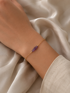 Lilac Chain Bracelet – Natural Amethyst Stone Bracelet in 18K Gold Plated Stainless Steel
