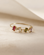Elysian Rainbow Ring – Multicolor Zircon Statement Ring in 18K Gold Plated Stainless Steel