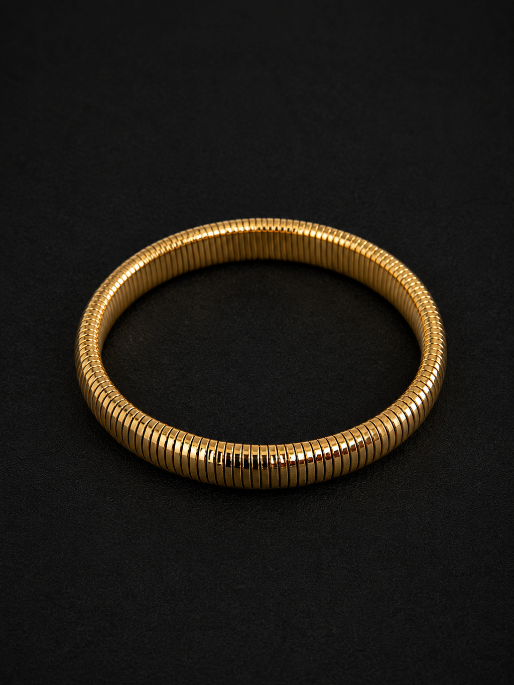 Serpent Coil Kada (10mm) – 18K Gold PVD Plated Stainless Steel Bangle for Women