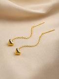 Whisper Heart Threader Earrings – 18K Gold Plated Heart Chain Earrings