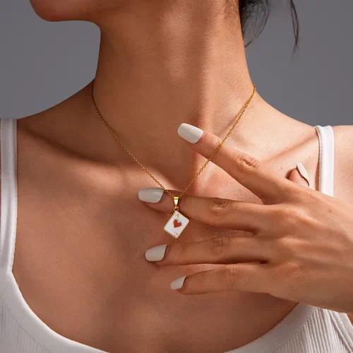 Ace of Hearts Pendant Necklace – 18K Gold Plated Playing Card Necklace for Women - Zoene Jewels