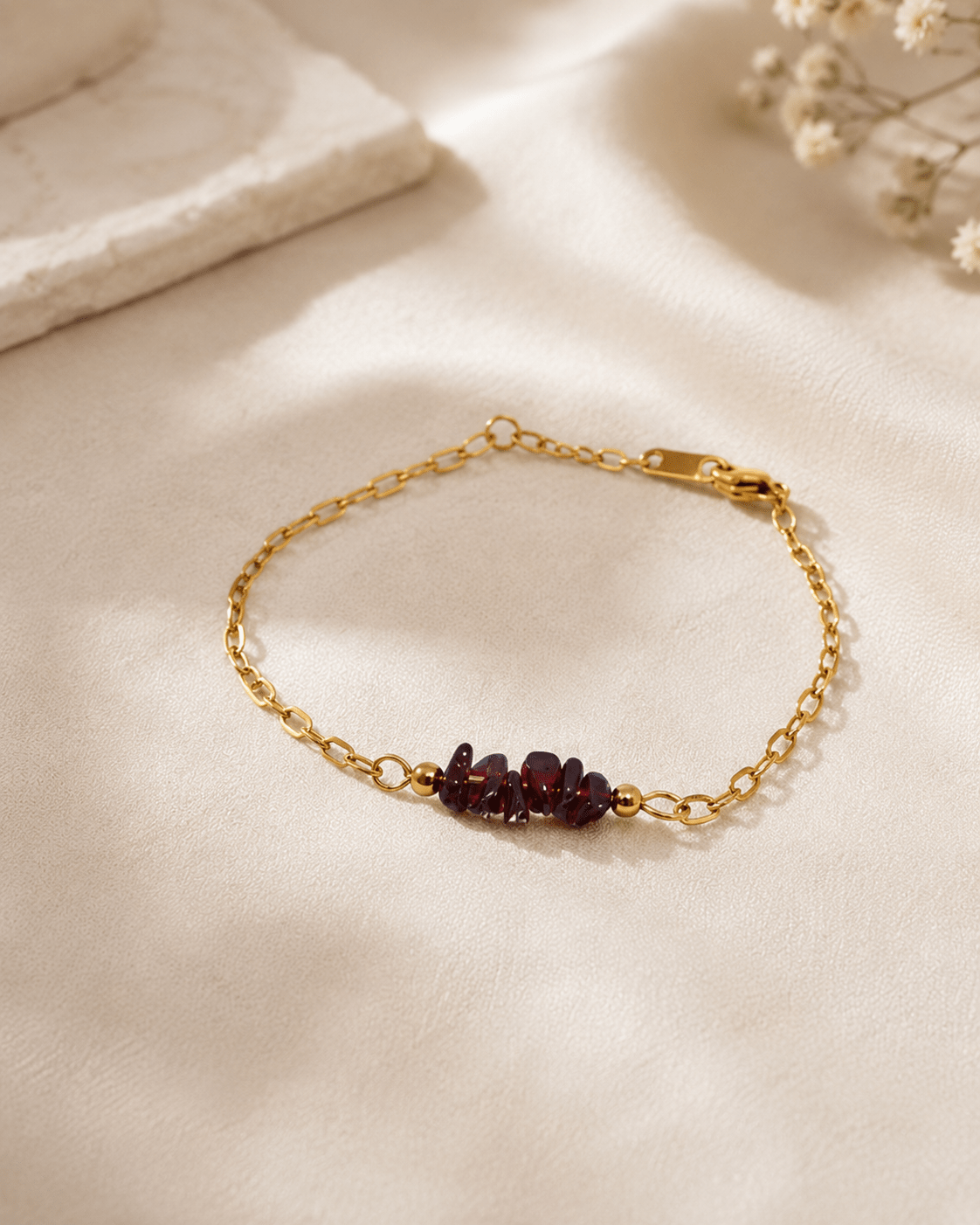 Amethyst Chain Bracelet – 18K Gold Plated Stainless Steel Natural Stone Bracelet for Women - Zoene Jewels