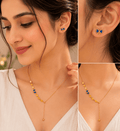 Amora Bow Jewellery Set – Gold Bow Necklace and Matching Stud Earrings - Zoene Jewels