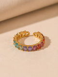 Aura Rainbow Zircon Open Ring – 18K Gold Plated Colorful Statement Ring - Zoene Jewels