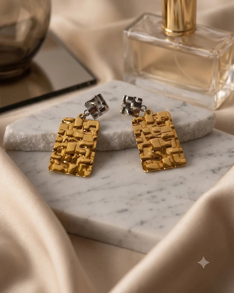 Aurelia Textured Drop Earrings - Zoene Jewels
