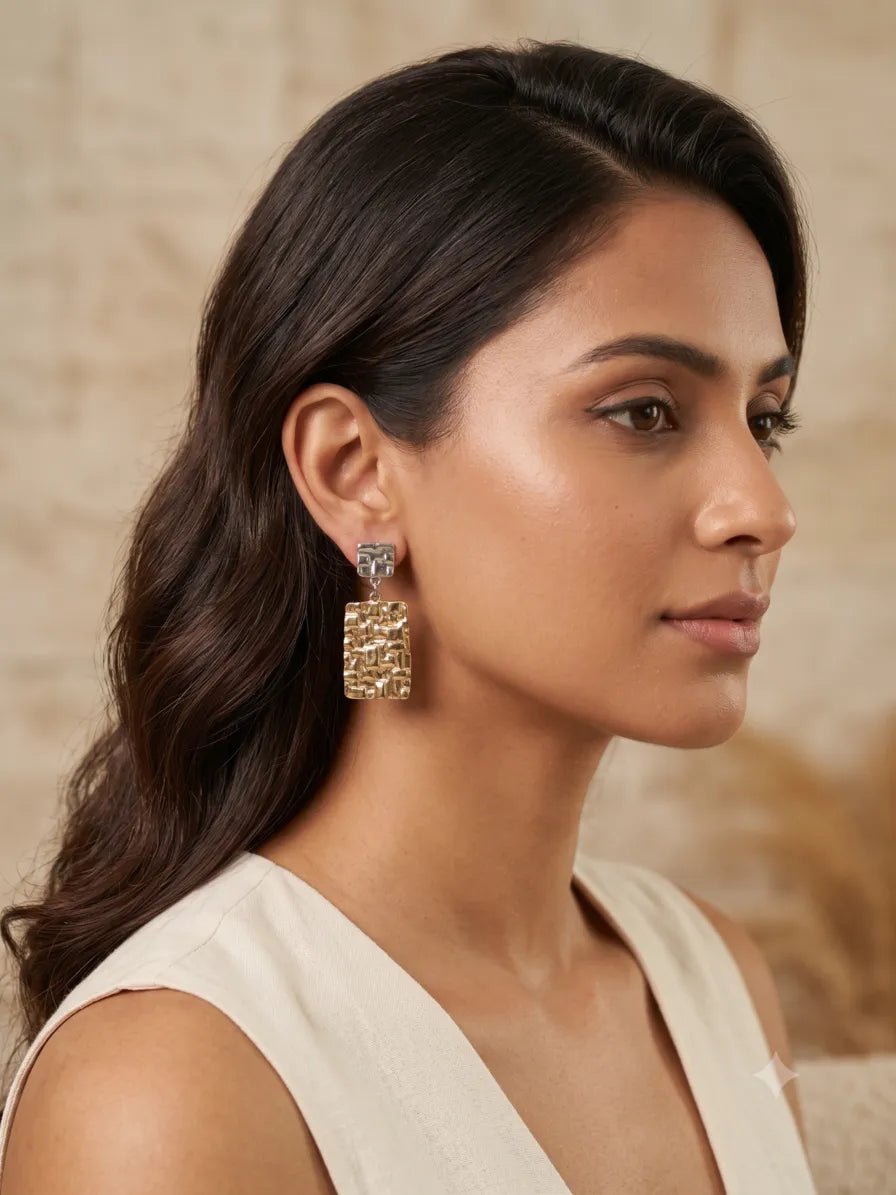 Aurelia Textured Drop Earrings - Zoene Jewels