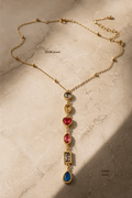 Aurora Rainbow Gem Drop Necklace – 18K Gold Plated Multicolor Zircon Pendant Necklace - Zoene Jewels