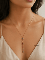 Aurora Rainbow Gem Drop Necklace – 18K Gold Plated Multicolor Zircon Pendant Necklace - Zoene Jewels