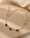 Black Heart Charm Bracelet – 18K Gold Plated Elegant Double-Layer Bracelet - Zoene Jewels