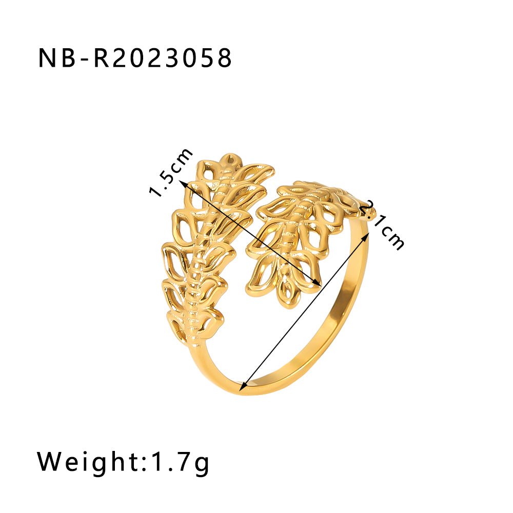 C-Shape 18K Gold Plated Open Ring - 304 Stainless Steel - Zoene Jewels