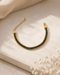 Emerald Weave Bracelet – 18K Gold Plated Green Crystal Chain Bracelet for Women - Zoene Jewels