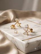 Flora Zircon Stud Earrings - Zoene Jewels