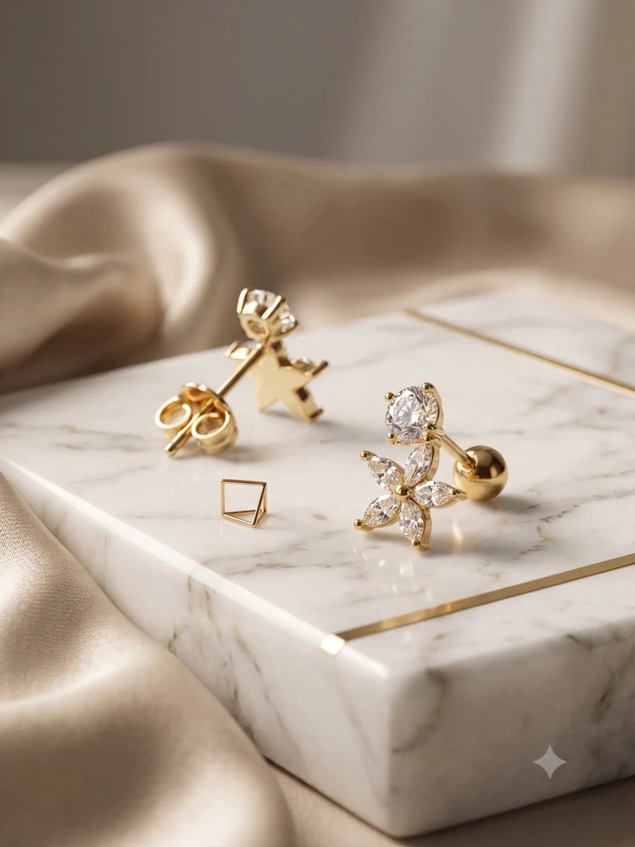 Flora Zircon Stud Earrings - Zoene Jewels