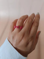 Floral Mostacilla Ring – Rose Red - Zoene Jewels