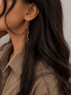 Flow Threader Earrings – Minimalist Wave Chain Earrings in 18K Gold Plated Stainless Steel - Zoene Jewels