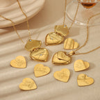 French Style Heart Locket Necklace – 18K Gold Plated SS Love Letter Pendant - Zoene Jewels