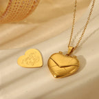 French Style Heart Locket Necklace – 18K Gold Plated SS Love Letter Pendant - Zoene Jewels