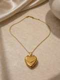 French Style Heart Locket Necklace – 18K Gold Plated SS Love Letter Pendant - Zoene Jewels