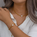 Geometric 18K Gold-Plated Pearl Necklace - Zoene Jewels