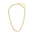 Geometric 18K Gold-Plated Pearl Necklace - Zoene Jewels