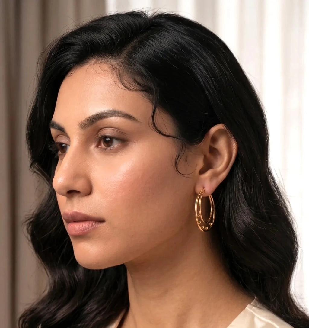 Geometric 18K Gold-Plated Stainless Steel Earrings - Zoene Jewels