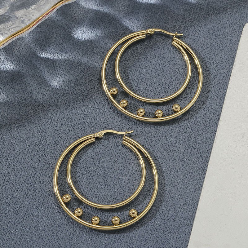 Geometric 18K Gold-Plated Stainless Steel Earrings - Zoene Jewels