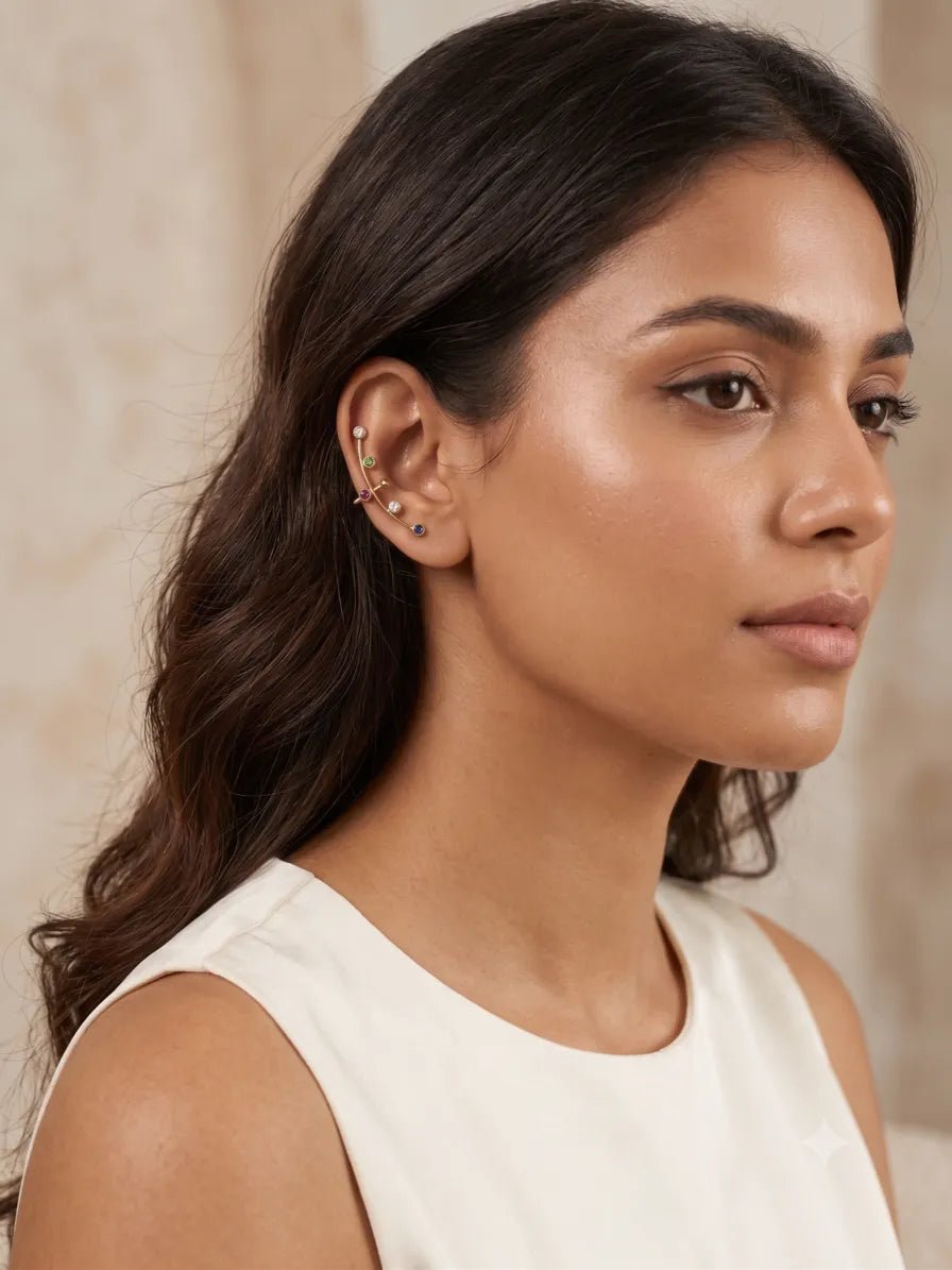 Geometric Ear Cuff with Zircon - Zoene Jewels