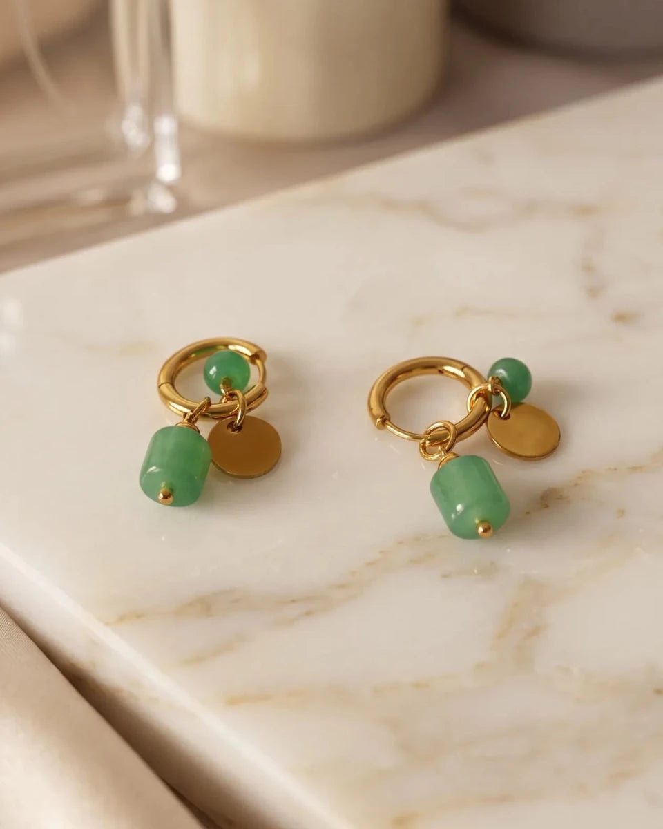 Geometric Turquoise Drop Earrings — Gold Plated - Zoene Jewels