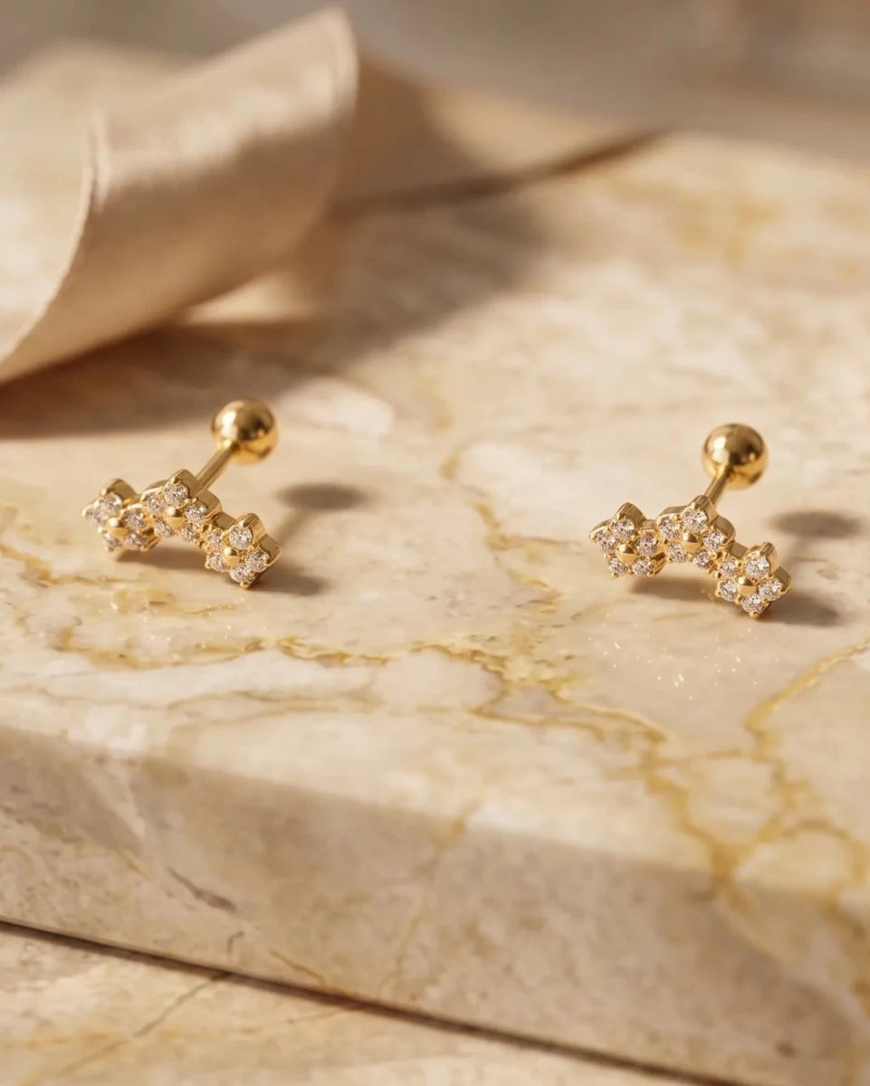 Geometric Zircon Stud Earrings — 18K Gold Plated 304 Stainless Steel - Zoene Jewels