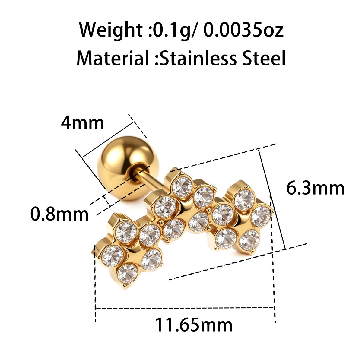Geometric Zircon Stud Earrings — 18K Gold Plated 304 Stainless Steel - Zoene Jewels