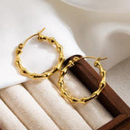 Golden Bamboo Hoop Earrings - Zoene Jewels