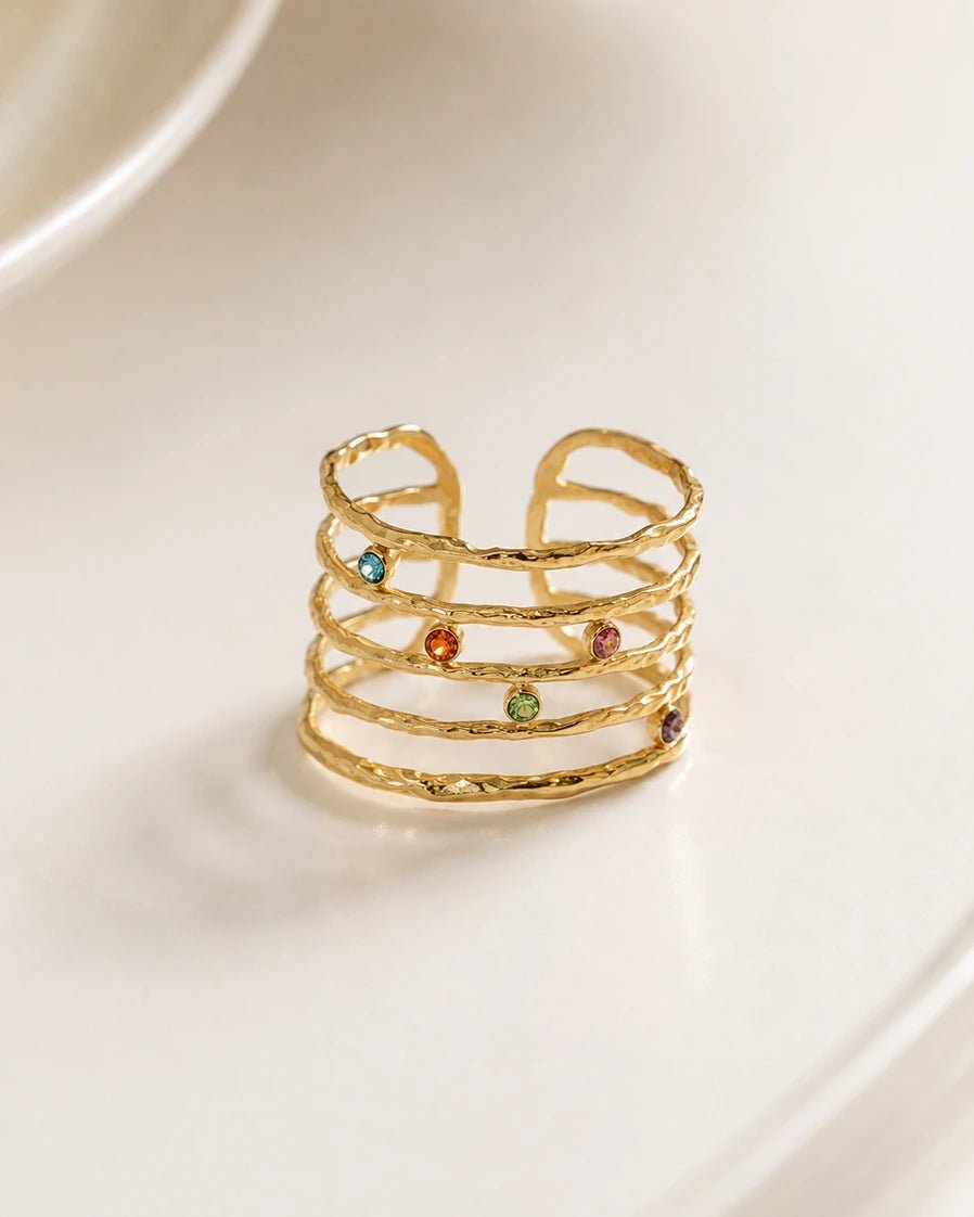 Iris Rainbow Cuff Ring for Women - Zoene Jewels