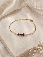 Lilac Chain Bracelet – Natural Amethyst Stone Bracelet in 18K Gold Plated Stainless Steel - Zoene Jewels