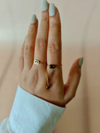 Linea Gem Chain Ring – Adjustable Baguette Stone Chain Ring in 18K Gold Plated Stainless Steel - Zoene Jewels