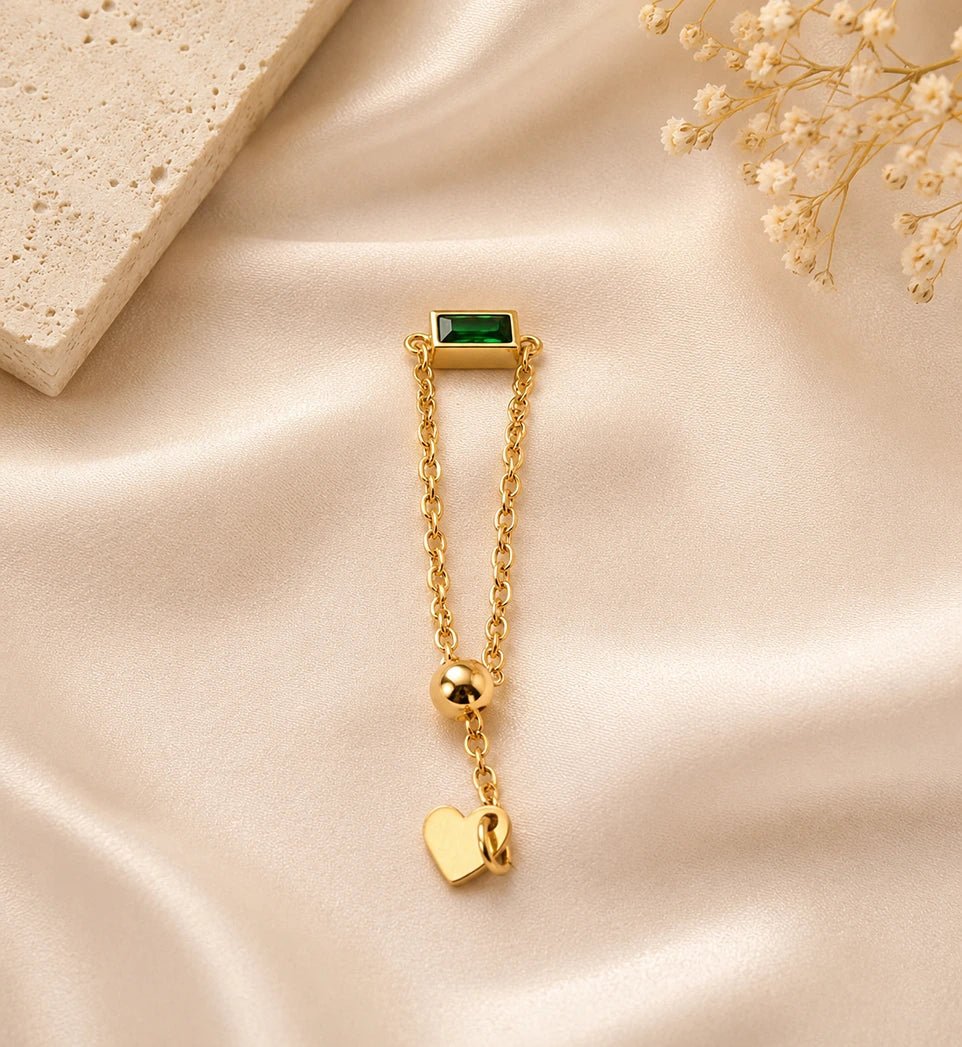 Linea Gem Chain Ring – Adjustable Baguette Stone Chain Ring in 18K Gold Plated Stainless Steel - Zoene Jewels