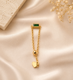 Linea Gem Chain Ring – Adjustable Baguette Stone Chain Ring in 18K Gold Plated Stainless Steel