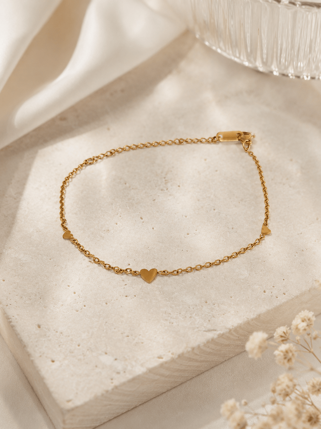 Little Hearts Bracelet – 18K Gold Plated Stainless Steel Heart Charm Bracelet for Women - Zoene Jewels