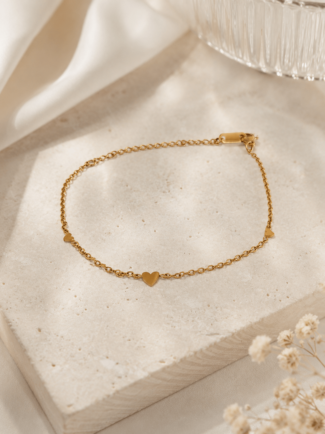 Little Hearts Bracelet – 18K Gold Plated Stainless Steel Heart Charm Bracelet for Women - Zoene Jewels