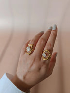 Luna Ripple Zircon Ring- Elegant Irregular Design Stainless Steel Ring for Women - Zoene Jewels